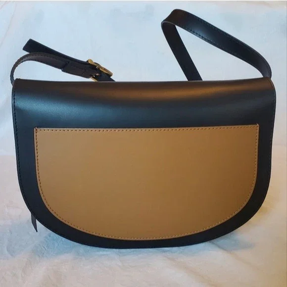 NWT Valentina Fiore Italian Black and Brown Leather Crossbody - Picture 13 of 16